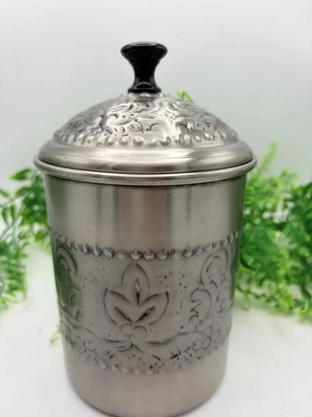 Kitchen Canister Silver Color Made in India 9.5